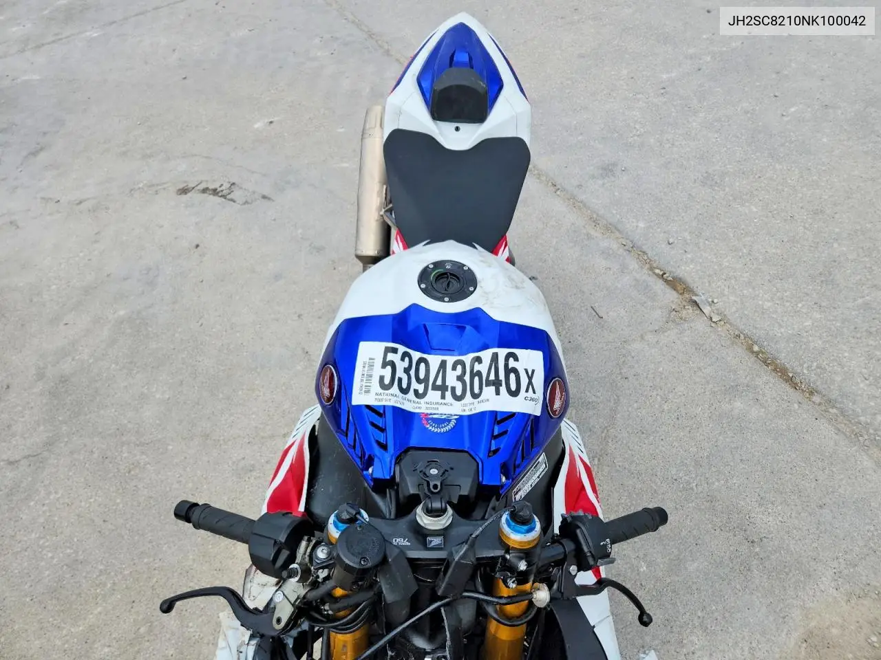 2022 Honda Cbr1000 Sp VIN: JH2SC8210NK100042 Lot: 53943646