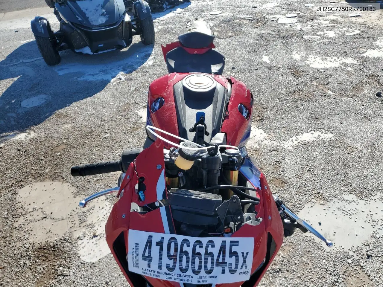 2024 Honda Cbr1000 Ra VIN: JH2SC7750RK700183 Lot: 41966645