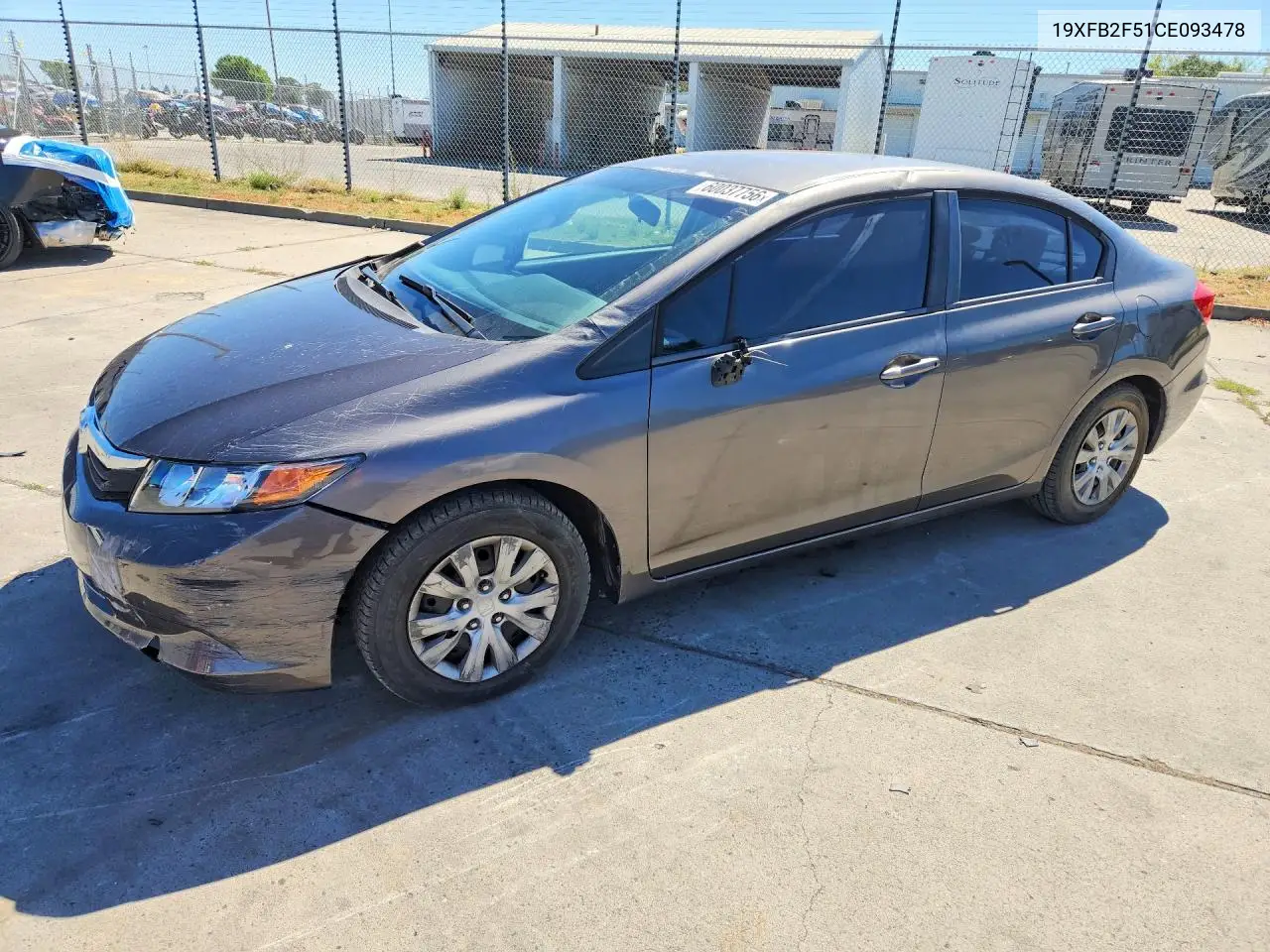 2012 Honda Civic Lx VIN: 19XFB2F51CE093478 Lot: 60037756