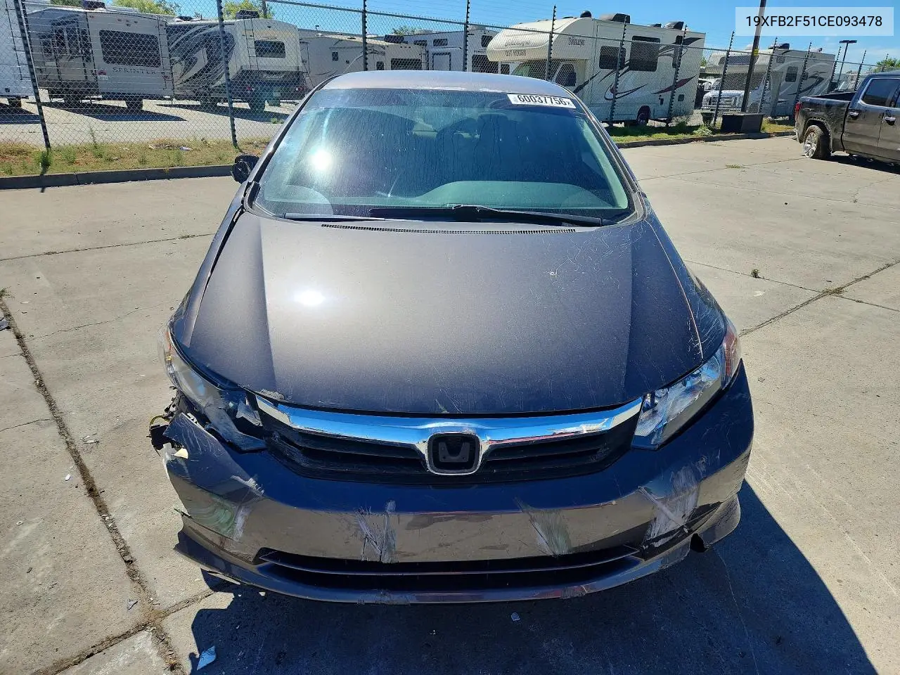 2012 Honda Civic Lx VIN: 19XFB2F51CE093478 Lot: 60037756