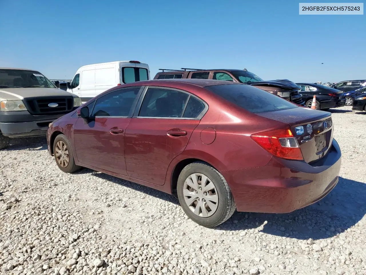 2HGFB2F5XCH575243 2012 Honda Civic Lx