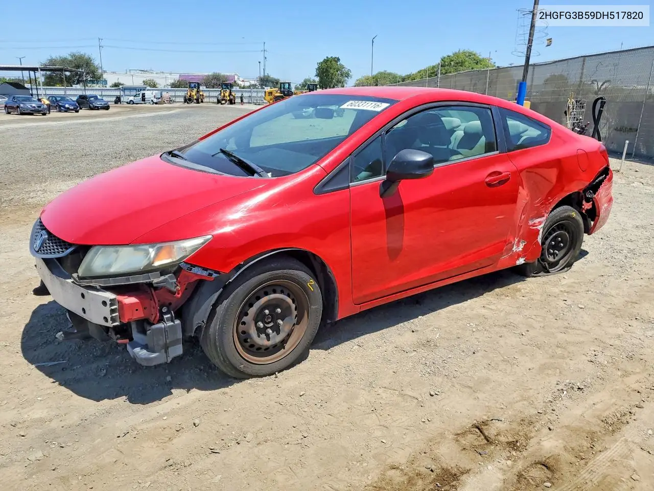 2013 Honda Civic Lx VIN: 2HGFG3B59DH517820 Lot: 60331116