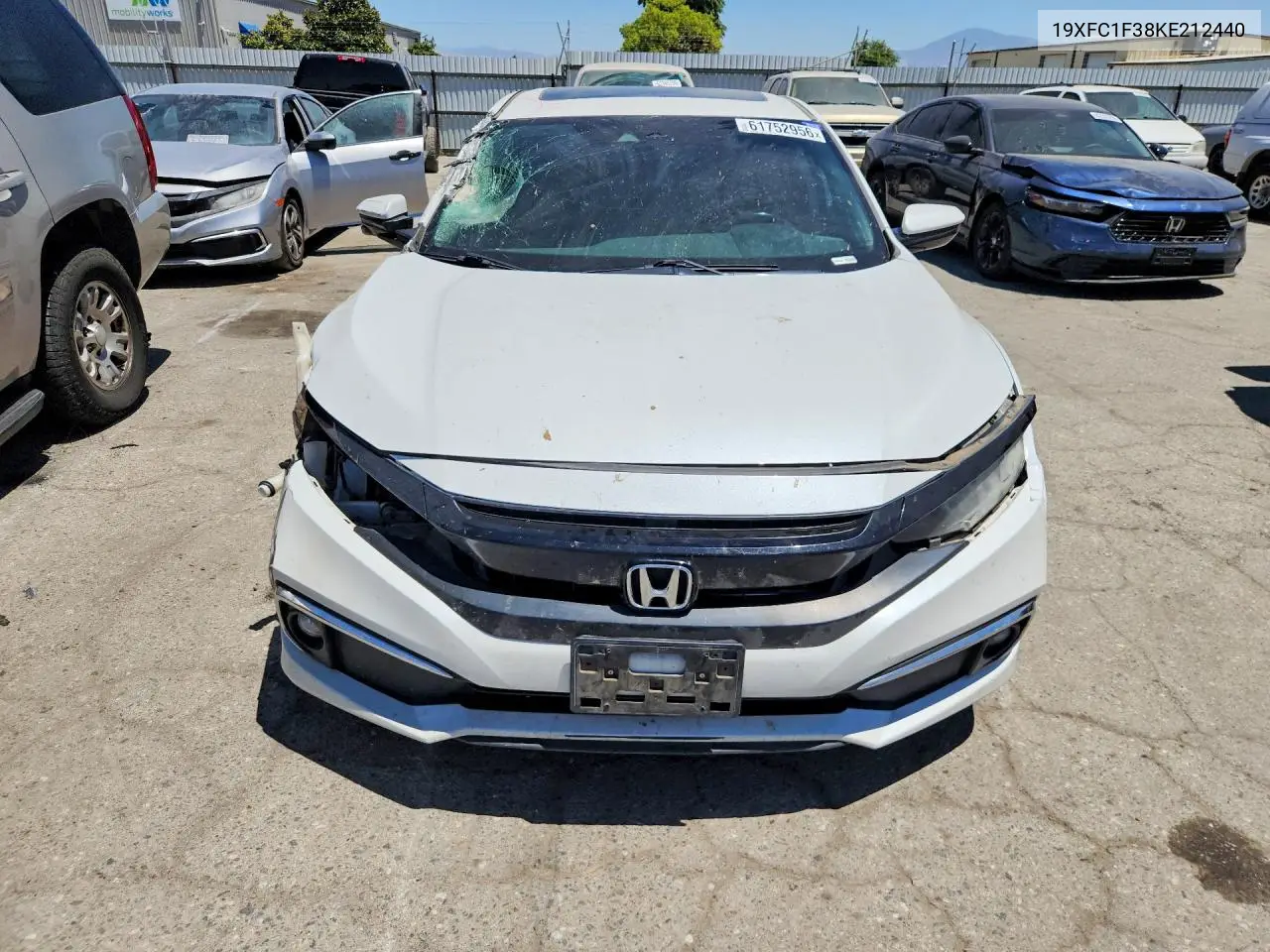 2019 Honda Civic Ex VIN: 19XFC1F38KE212440 Lot: 61752956
