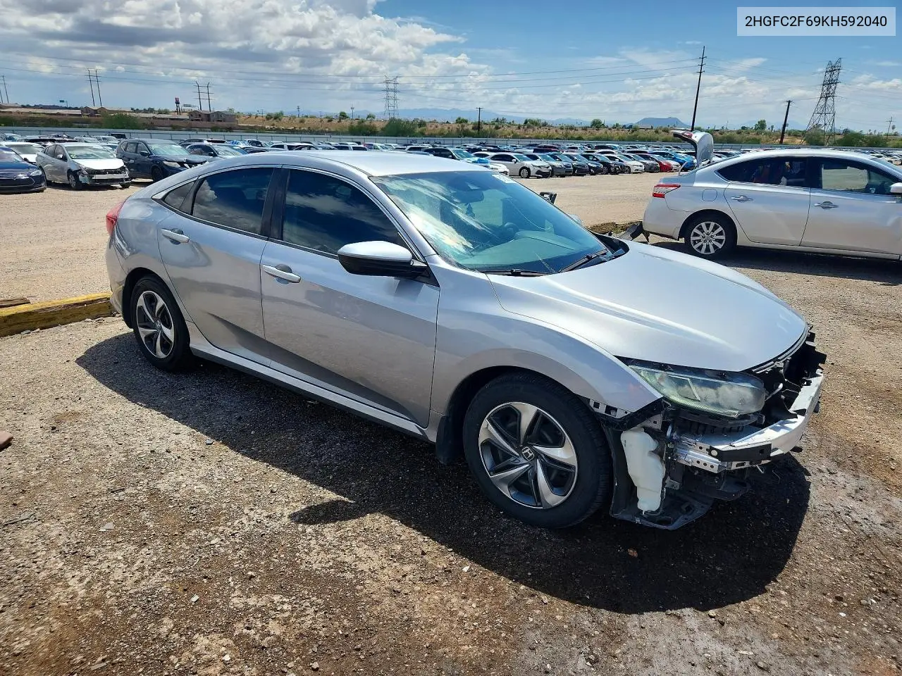 2019 Honda Civic Lx VIN: 2HGFC2F69KH592040 Lot: 61807966