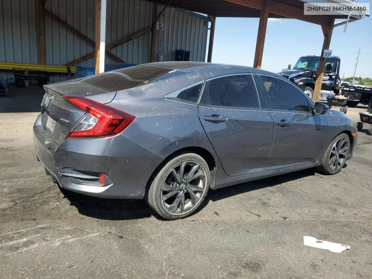 2HGFC2F86KH561460 2019 Honda Civic Sport