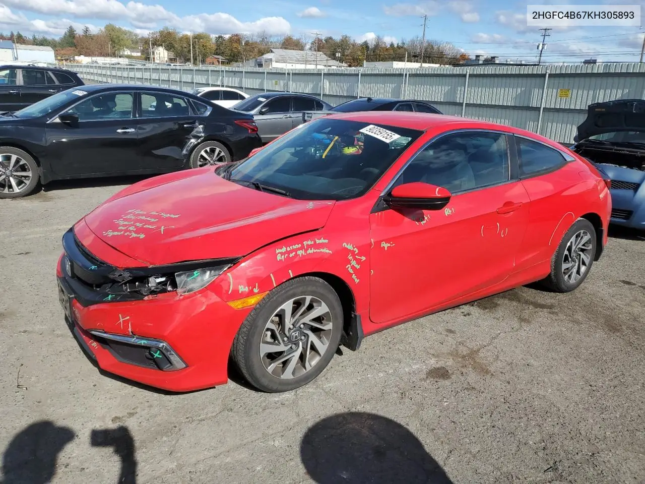 2HGFC4B67KH305893 2019 Hond Civic Lx