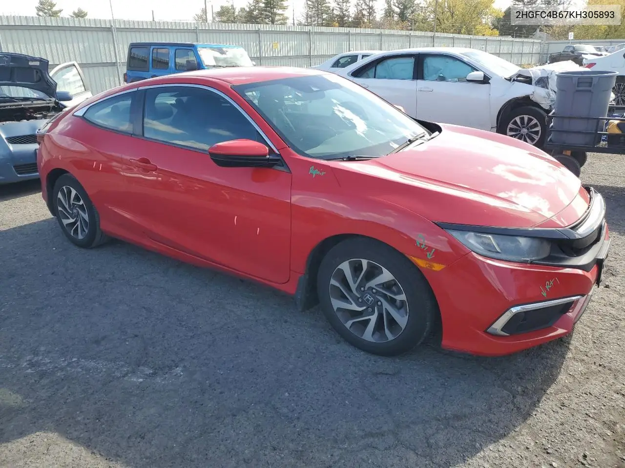 2HGFC4B67KH305893 2019 Hond Civic Lx