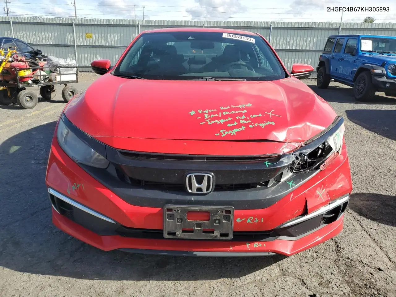 2HGFC4B67KH305893 2019 Hond Civic Lx