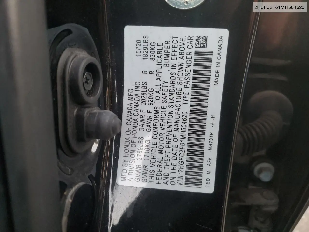 2HGFC2F61MH504620 2021 Honda Civic Lx
