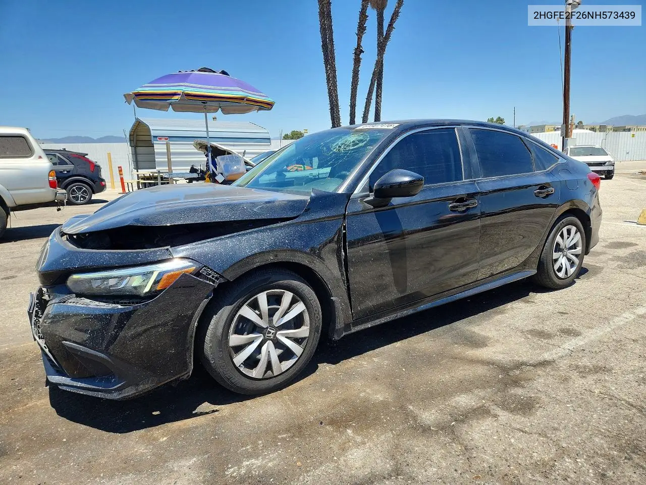2022 Honda Civic Lx VIN: 2HGFE2F26NH573439 Lot: 61907416