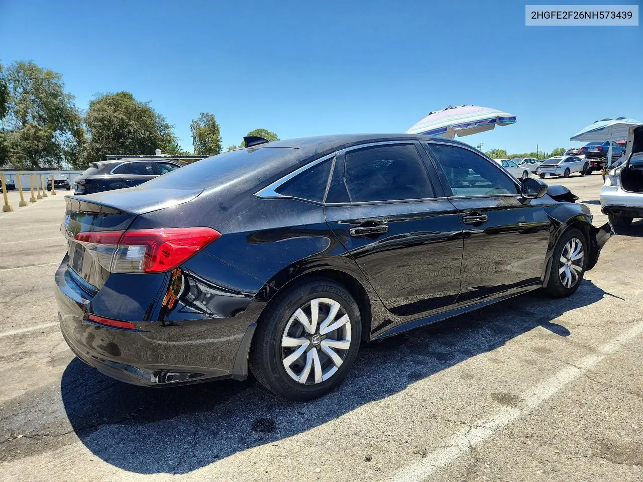 2022 Honda Civic Lx VIN: 2HGFE2F26NH573439 Lot: 61907416