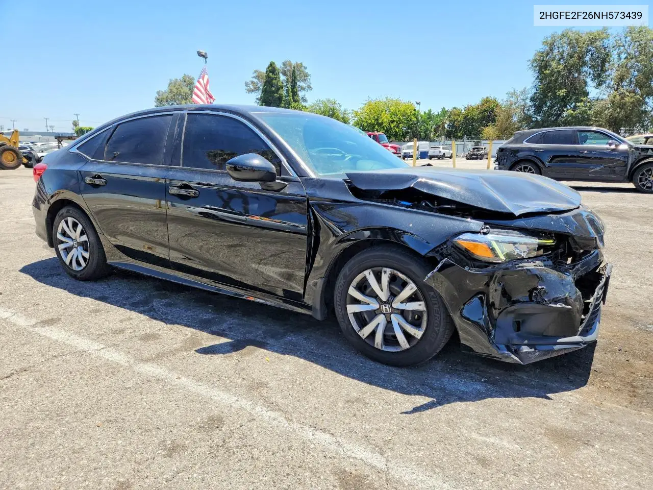 2022 Honda Civic Lx VIN: 2HGFE2F26NH573439 Lot: 61907416