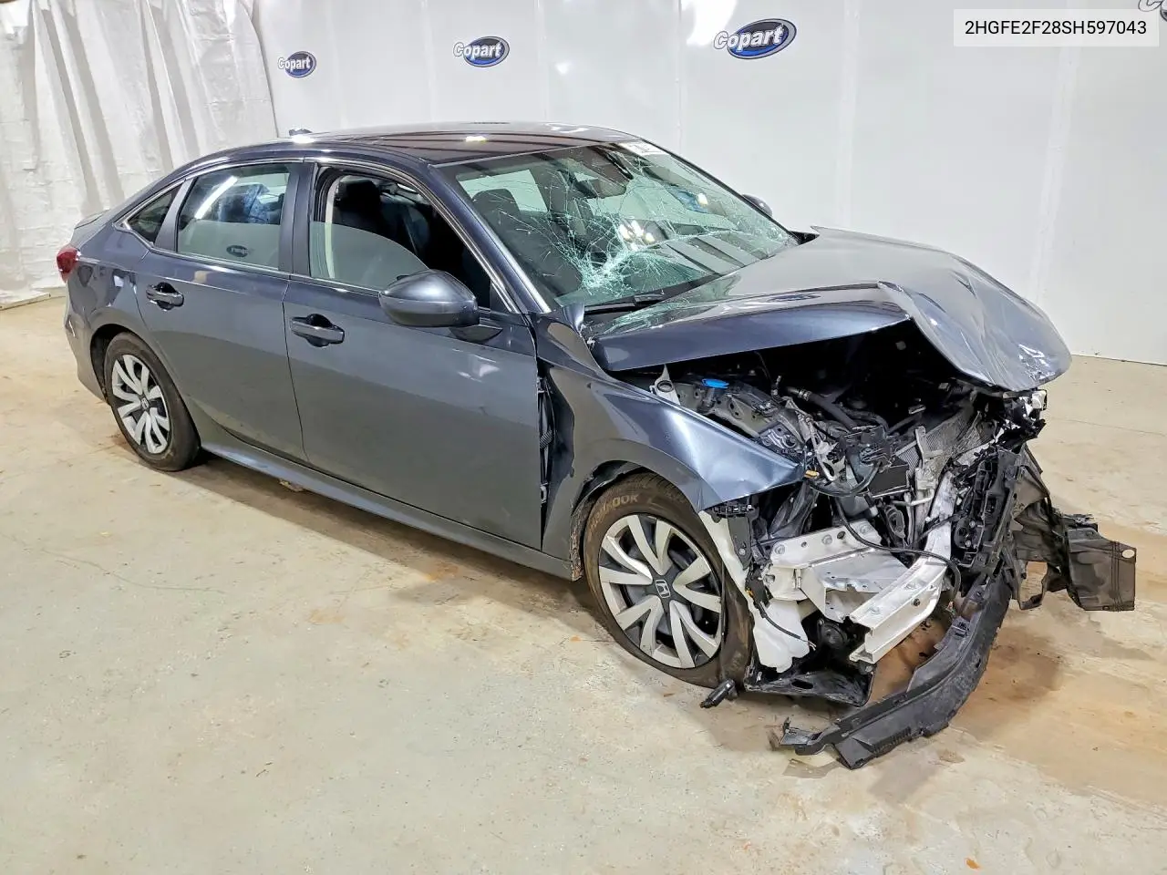 2025 Honda Civic Lx VIN: 2HGFE2F28SH597043 Lot: 60709606