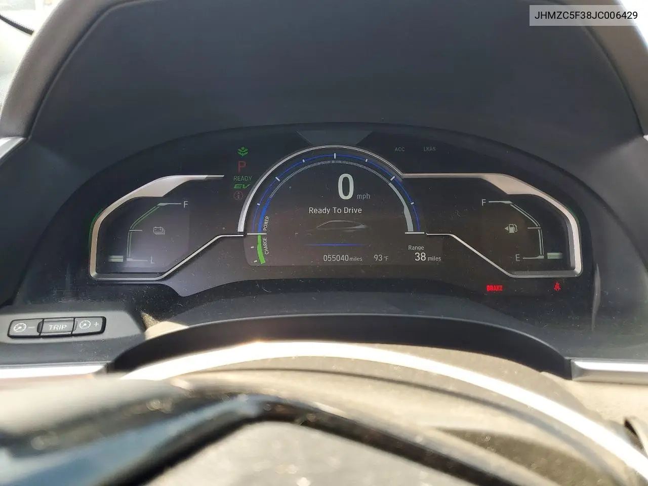 2018 Honda Clarity Touring VIN: JHMZC5F38JC006429 Lot: 55932266