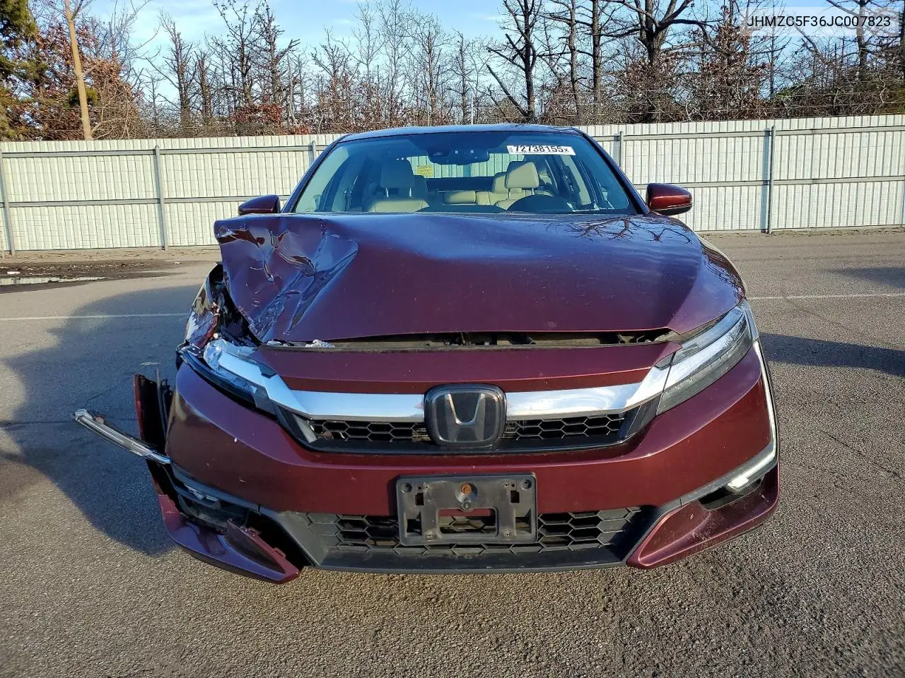 2018 Honda Clarity Touring VIN: JHMZC5F36JC007823 Lot: 72738155