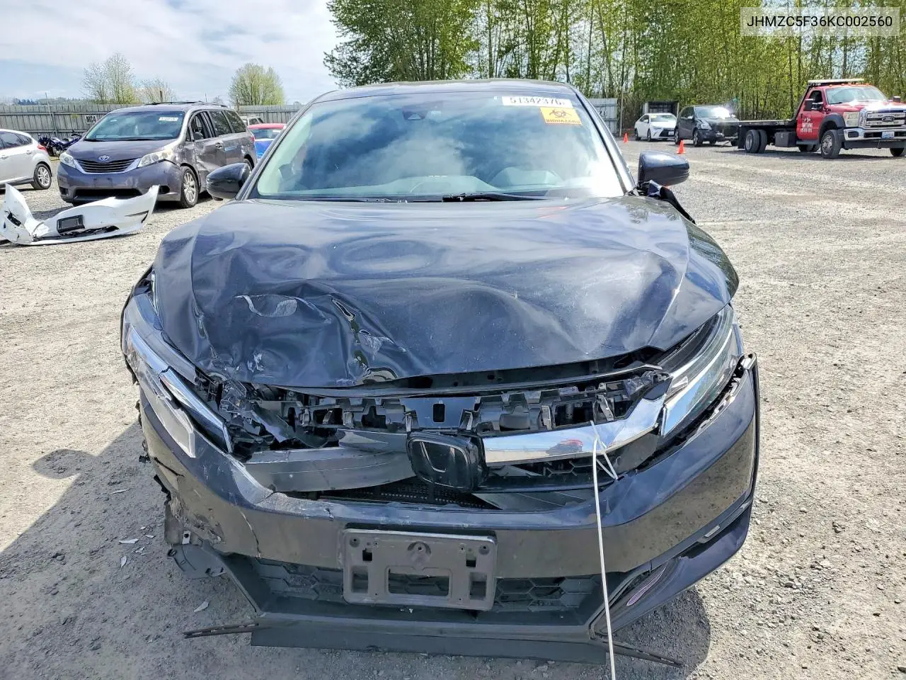 2019 Honda Clarity Touring VIN: JHMZC5F36KC002560 Lot: 51342376