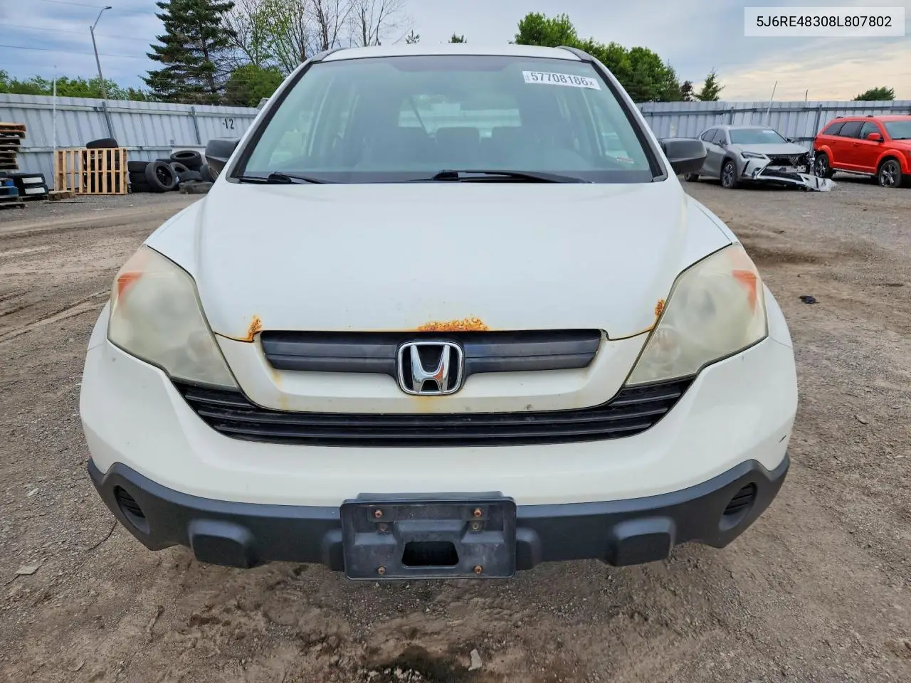 2008 Honda Cr-V Lx VIN: 5J6RE48308L807802 Lot: 57708186