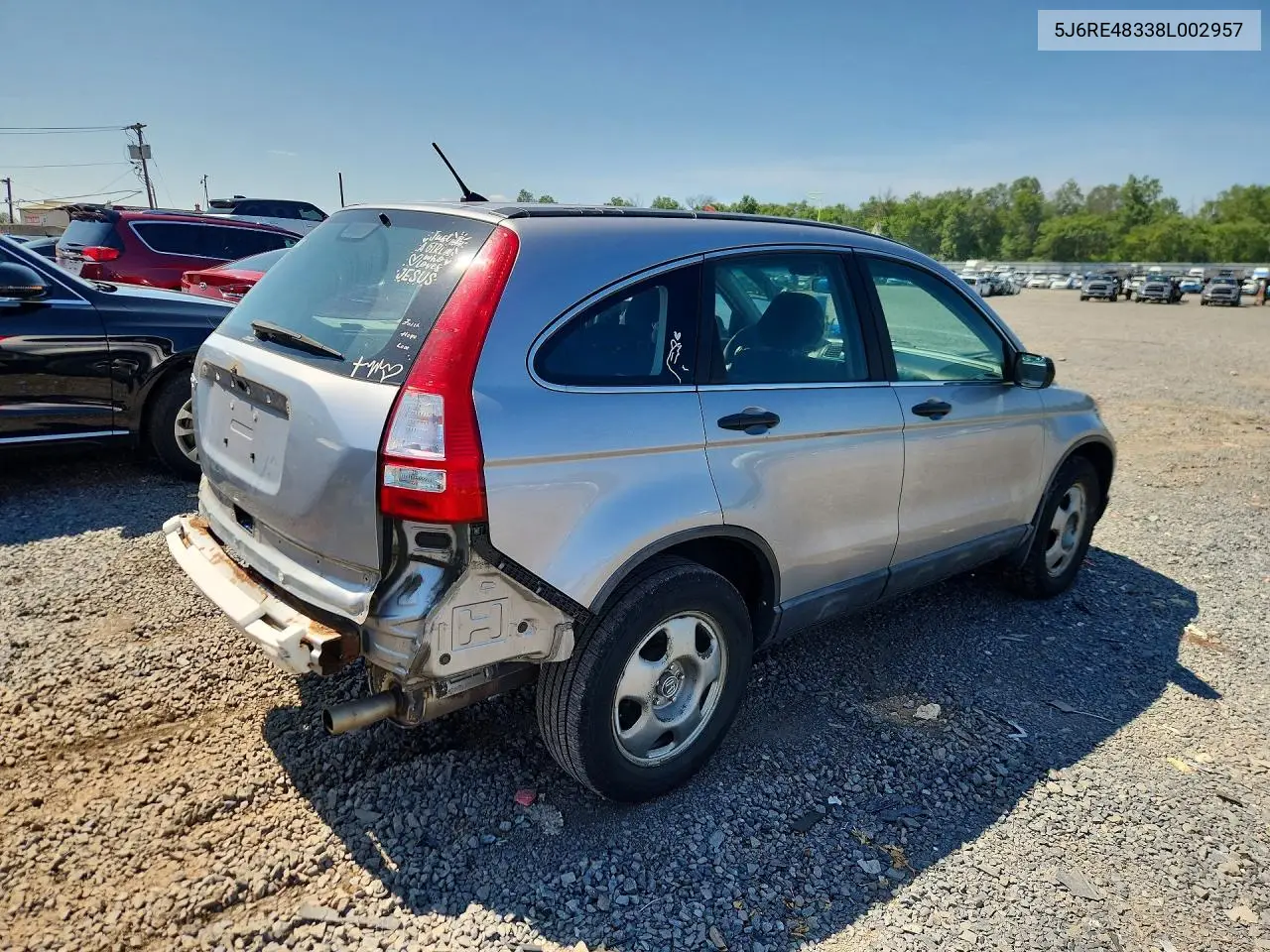 2008 Honda Cr-V Lx VIN: 5J6RE48338L002957 Lot: 61775316