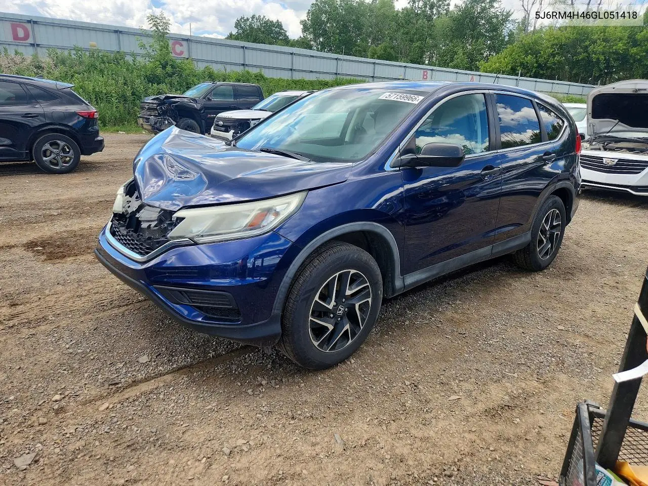 2016 Honda Cr-V Se VIN: 5J6RM4H46GL051418 Lot: 57159966