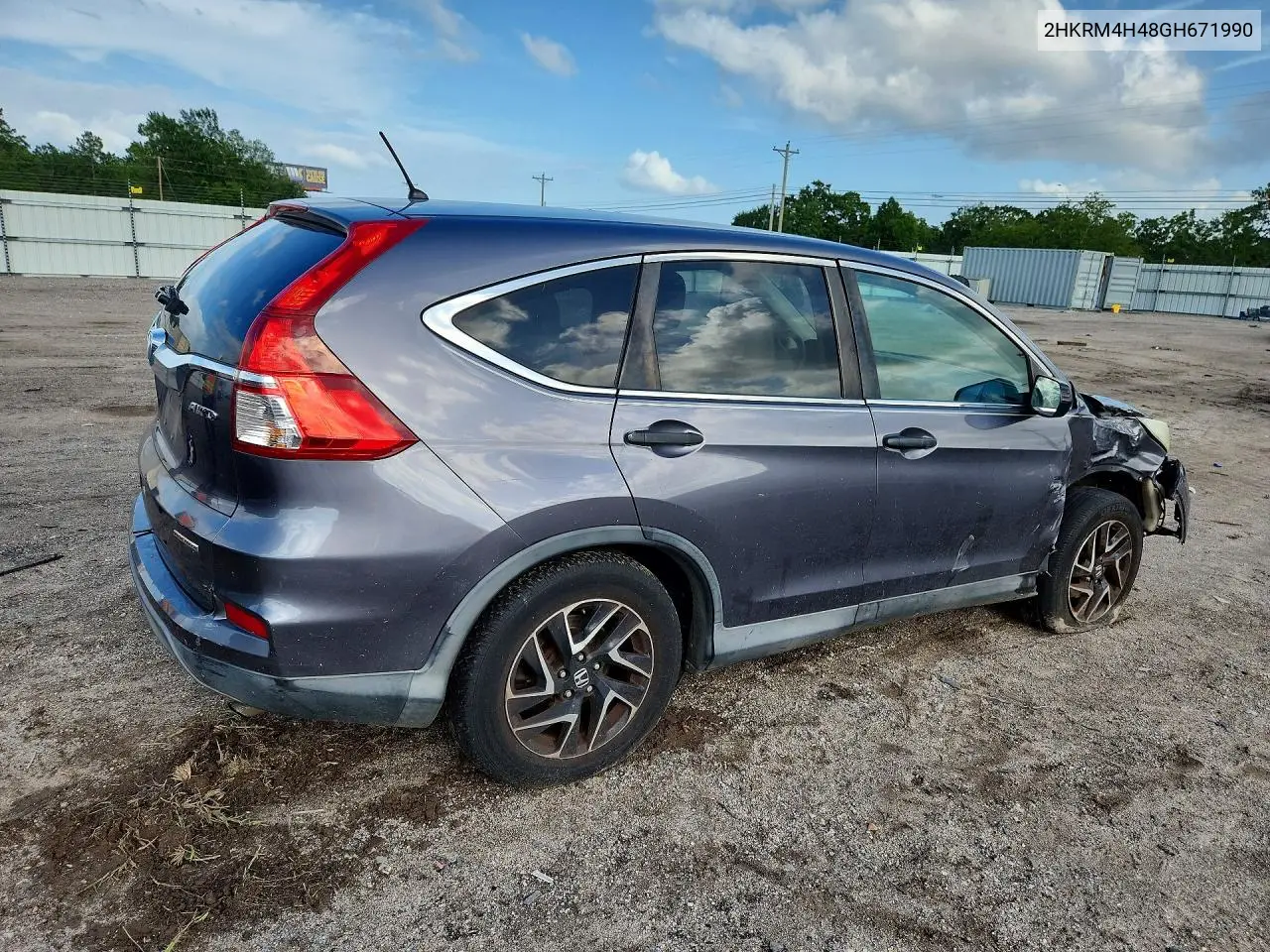 2016 Honda Cr-V Se VIN: 2HKRM4H48GH671990 Lot: 61697456