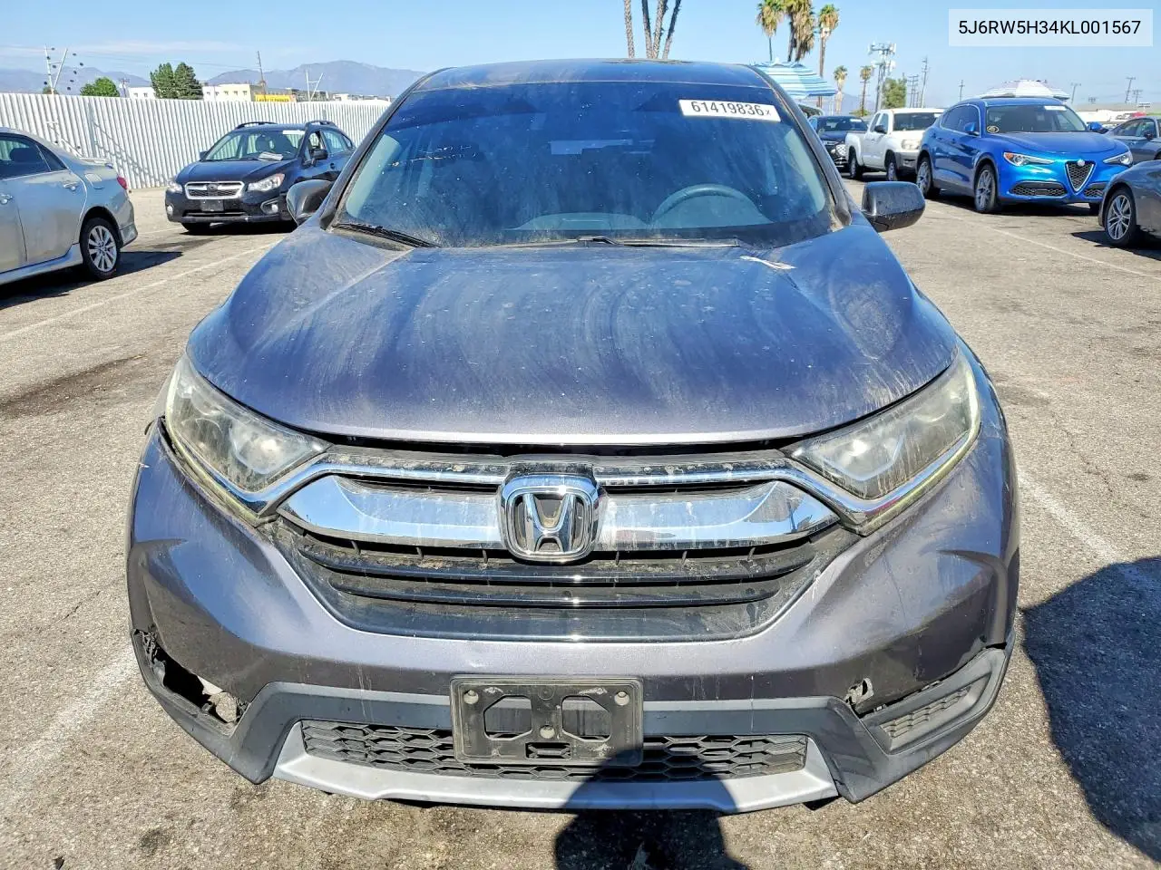 2019 Honda Cr-V Lx VIN: 5J6RW5H34KL001567 Lot: 61419836