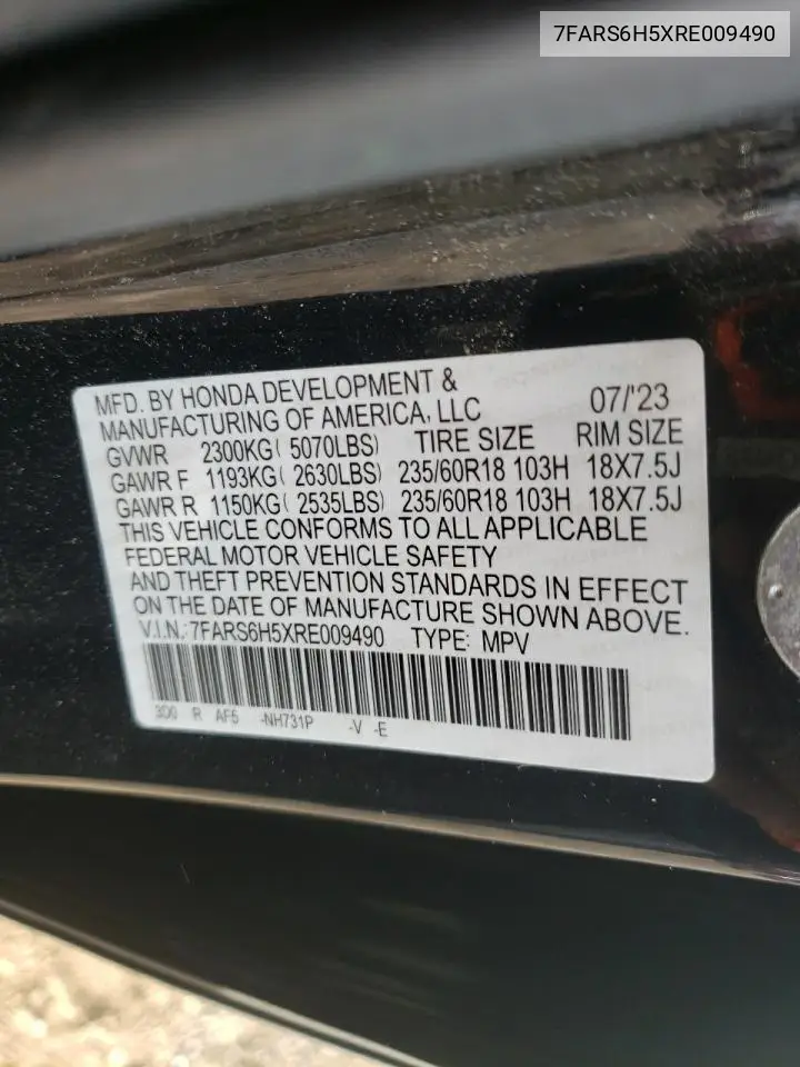 7FARS6H5XRE009490 2024 Honda Cr-V Sport