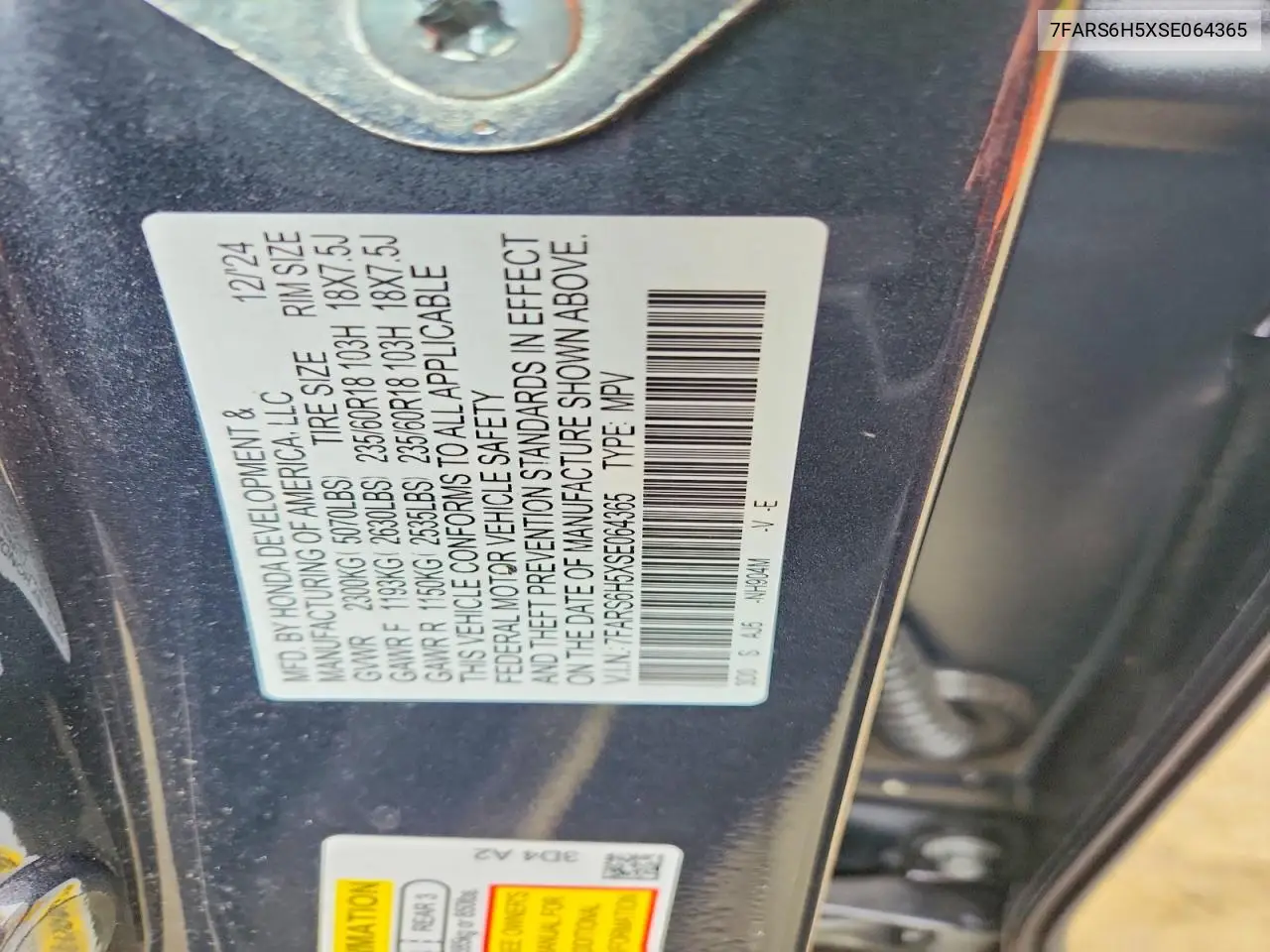 2025 Honda Cr-V Sport VIN: 7FARS6H5XSE064365 Lot: 61961526
