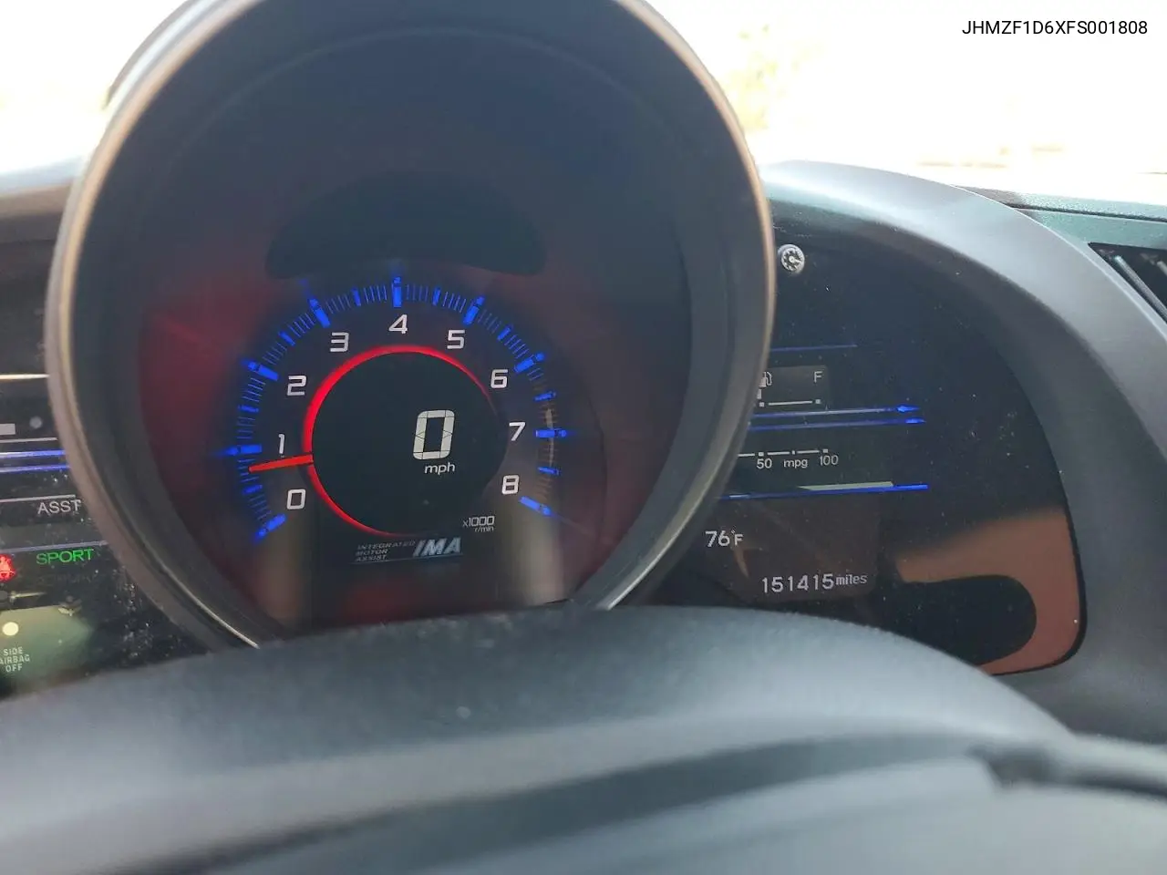 2015 Honda Cr-Z Ex VIN: JHMZF1D6XFS001808 Lot: 61011266