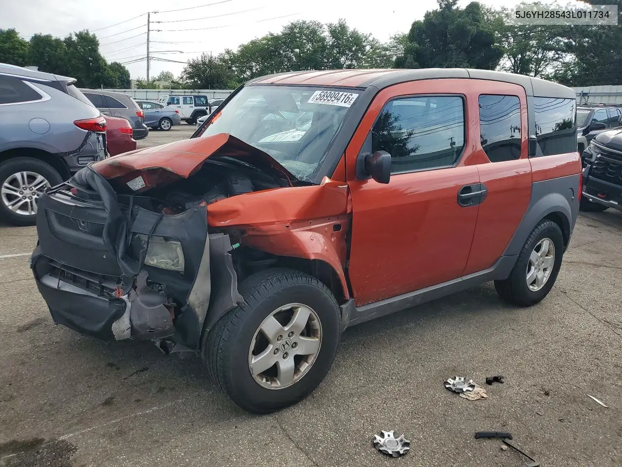 2003 Honda Element Ex VIN: 5J6YH28543L011734 Lot: 58999416