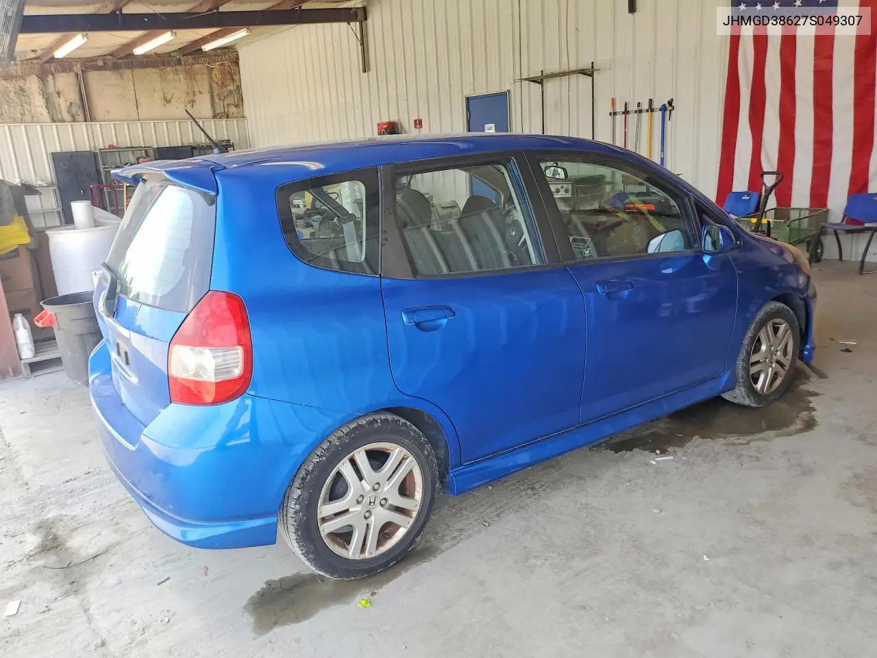 2007 Honda Fit S VIN: JHMGD38627S049307 Lot: 60410196
