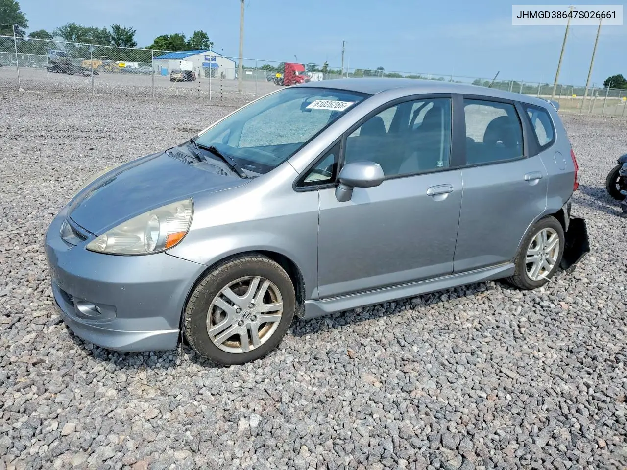 2007 Honda Fit S VIN: JHMGD38647S026661 Lot: 61026266