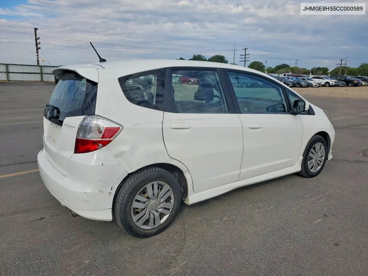 2012 Honda Fit Sport VIN: JHMGE8H55CC000589 Lot: 58777786