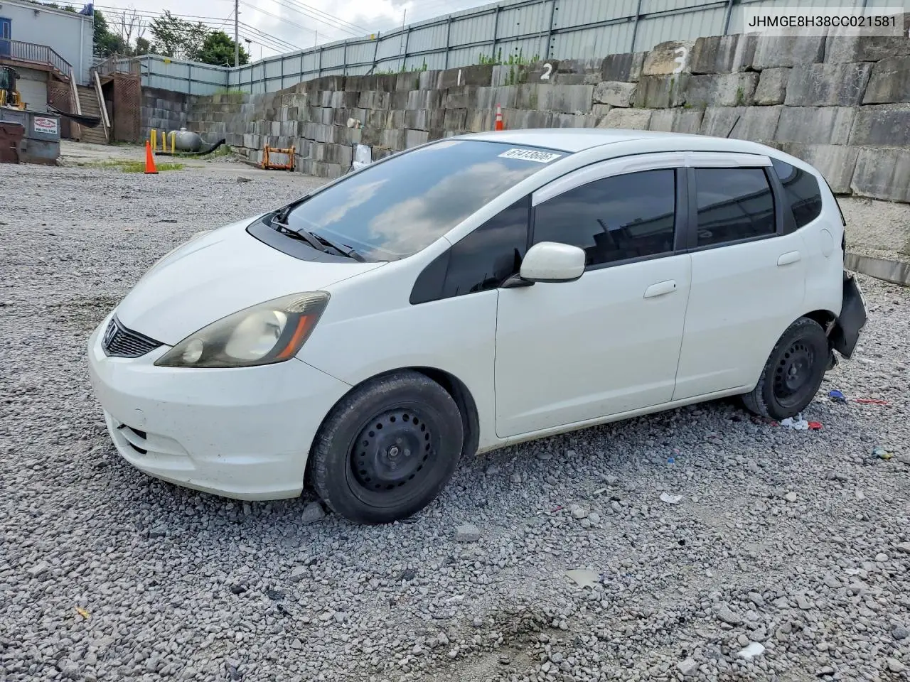 2012 Honda Fit VIN: JHMGE8H38CC021581 Lot: 61413606