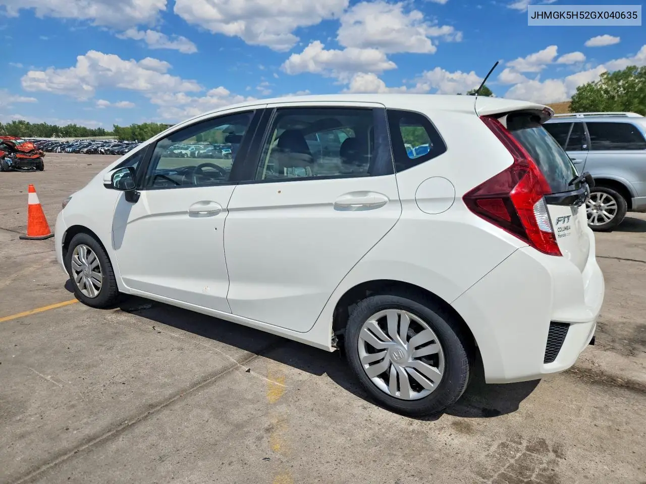 2016 Honda Fit Lx VIN: JHMGK5H52GX040635 Lot: 61068866