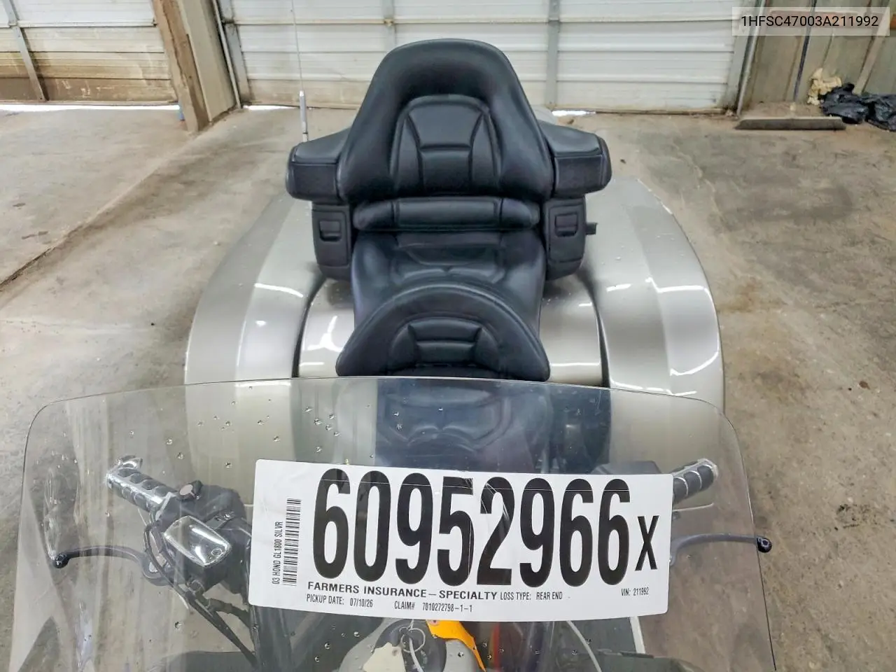 2003 Honda Gl1800 VIN: 1HFSC47003A211992 Lot: 60952966