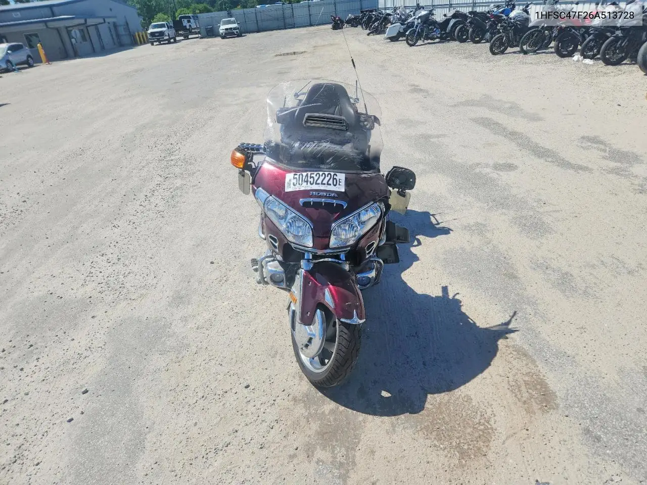 2006 Honda Gl1800 VIN: 1HFSC47F26A513728 Lot: 50452226