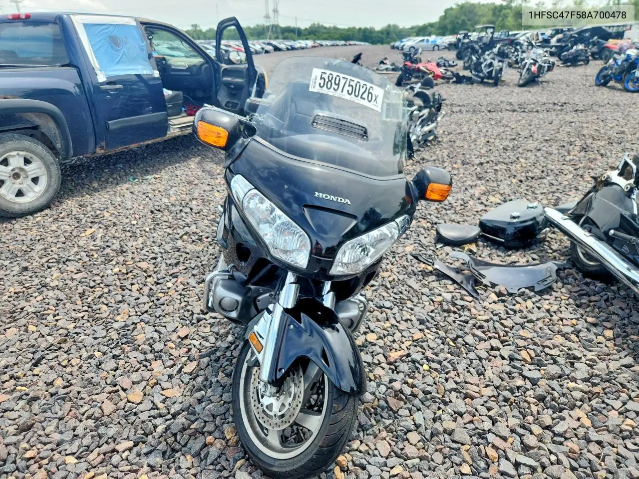 2008 Honda Gl1800 VIN: 1HFSC47F58A700478 Lot: 58975026