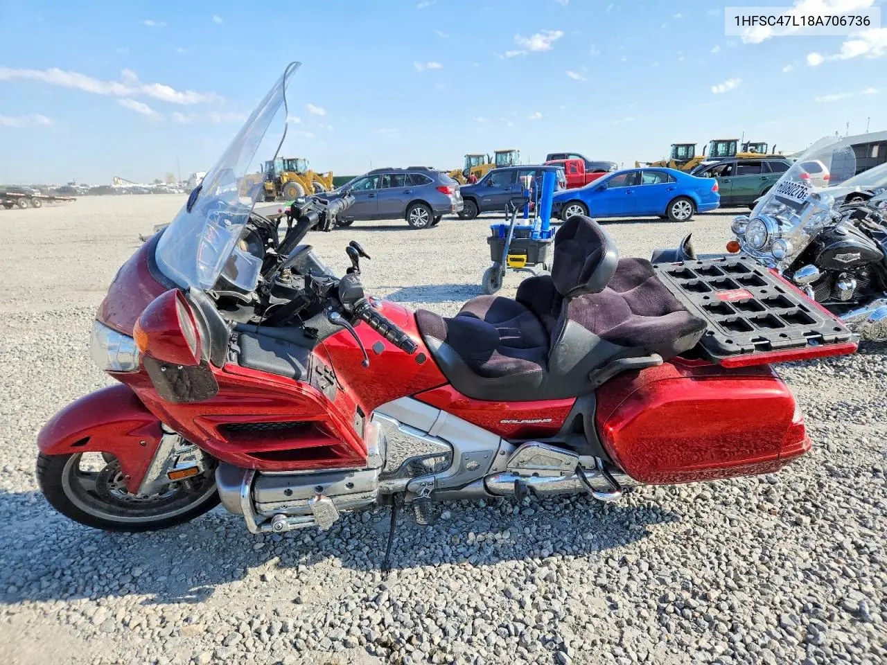 2008 Honda Gl1800 VIN: 1HFSC47L18A706736 Lot: 60399806