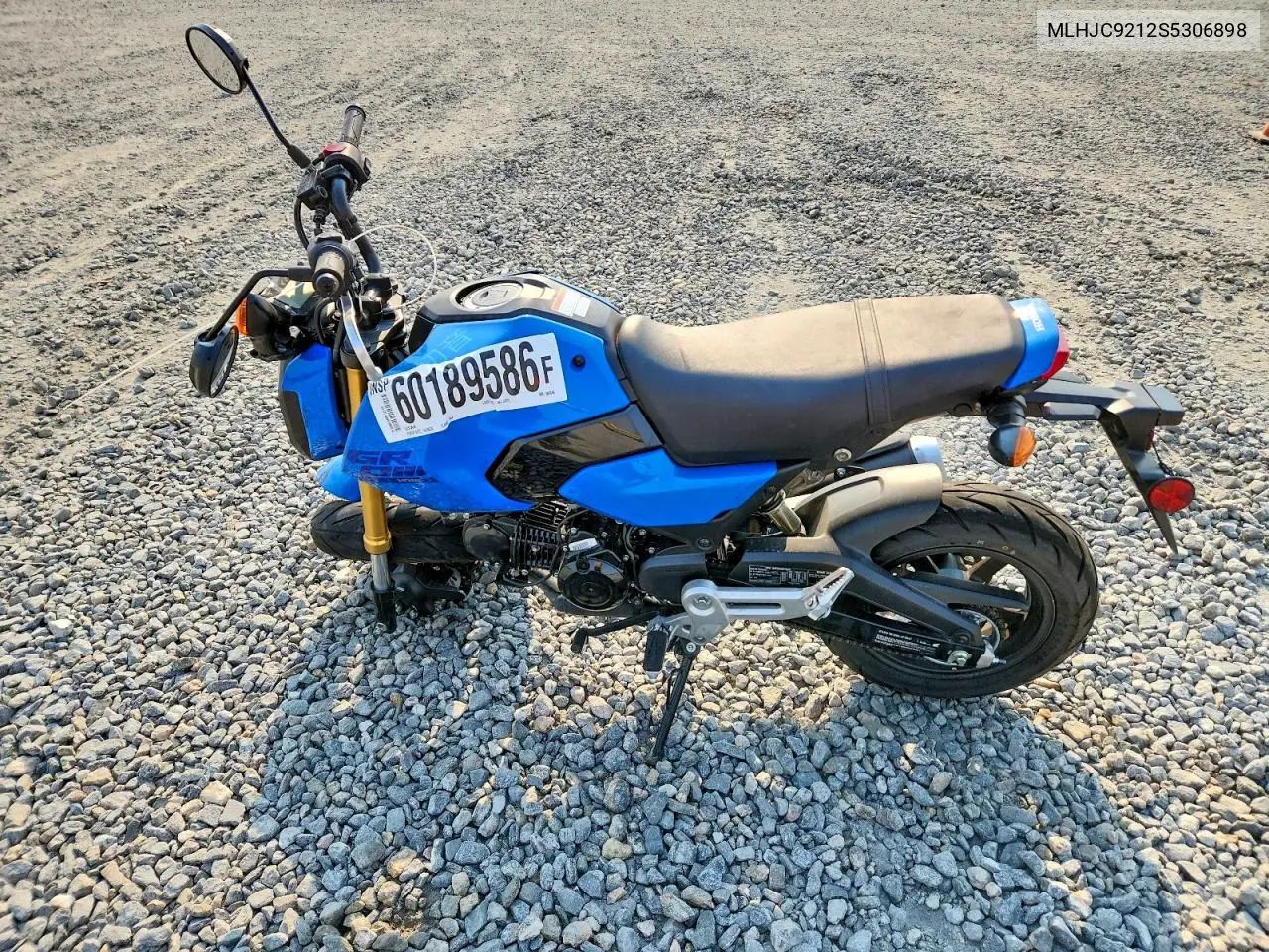 2025 Honda Grom 125 VIN: MLHJC9212S5306898 Lot: 60189586