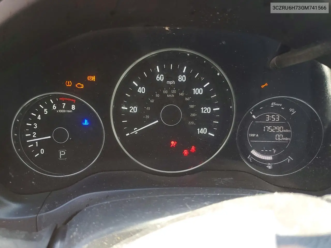 2016 Honda Hr-V Exl VIN: 3CZRU6H73GM741566 Lot: 56596786
