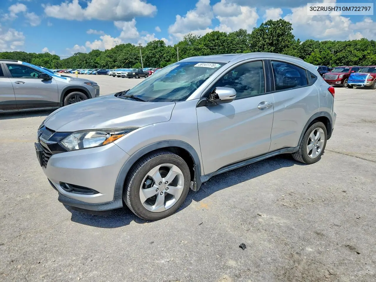 2016 Honda Hr-V Exl VIN: 3CZRU5H71GM722797 Lot: 59141176