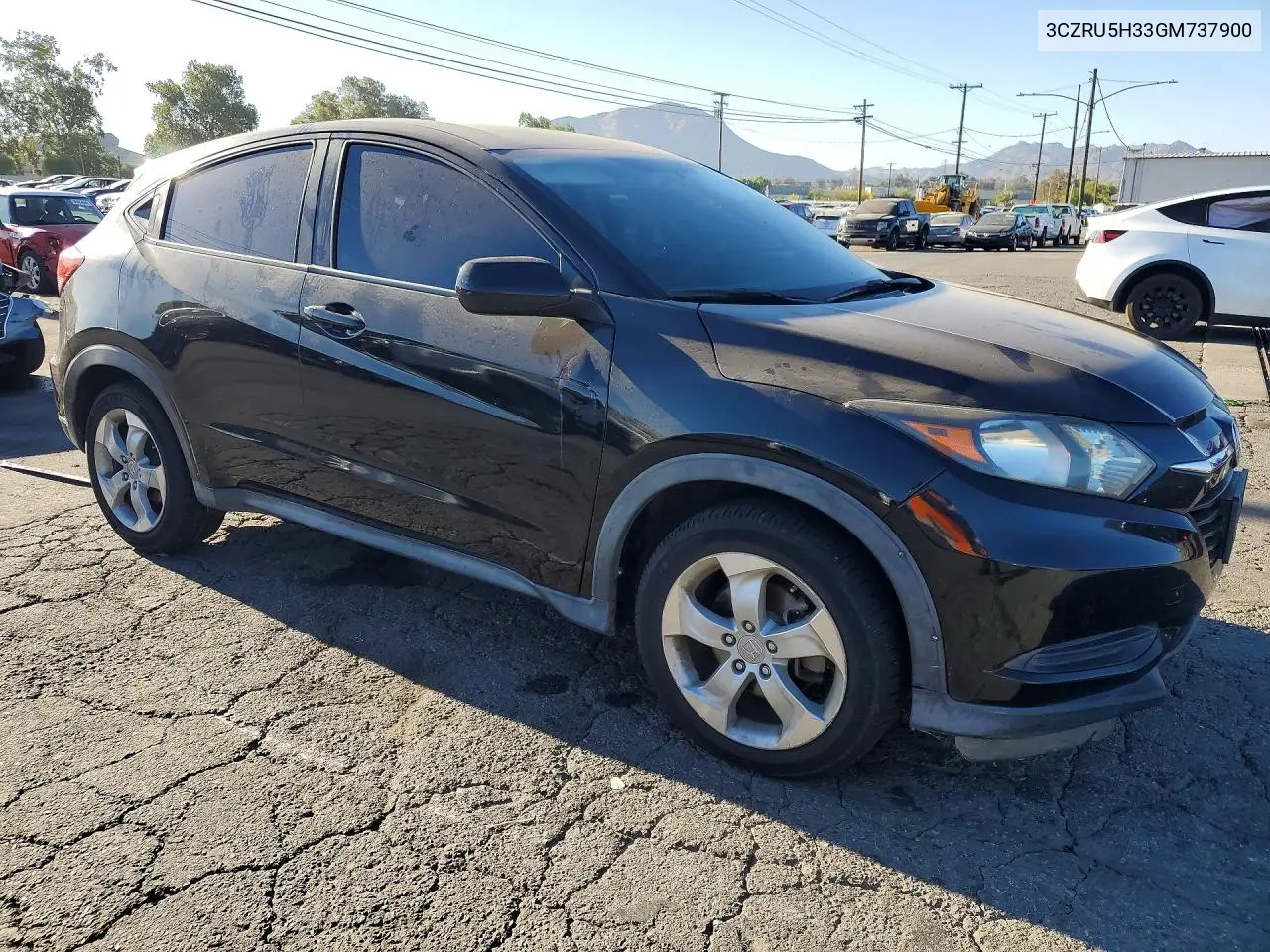 2016 Honda Hr-V Lx VIN: 3CZRU5H33GM737900 Lot: 59400656