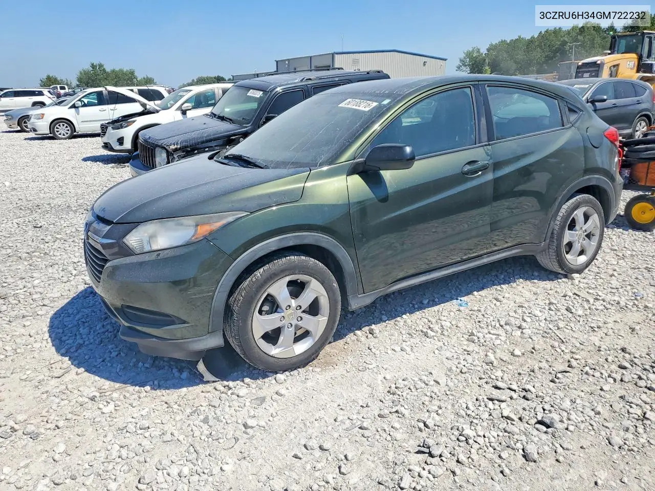 2016 Honda Hr-V Lx VIN: 3CZRU6H34GM722232 Lot: 60188216