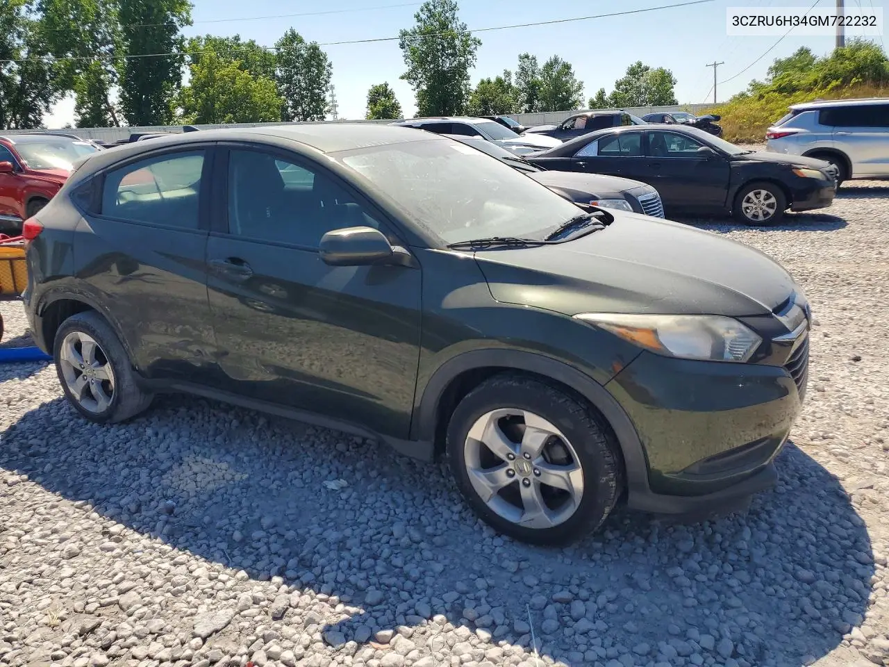 2016 Honda Hr-V Lx VIN: 3CZRU6H34GM722232 Lot: 60188216