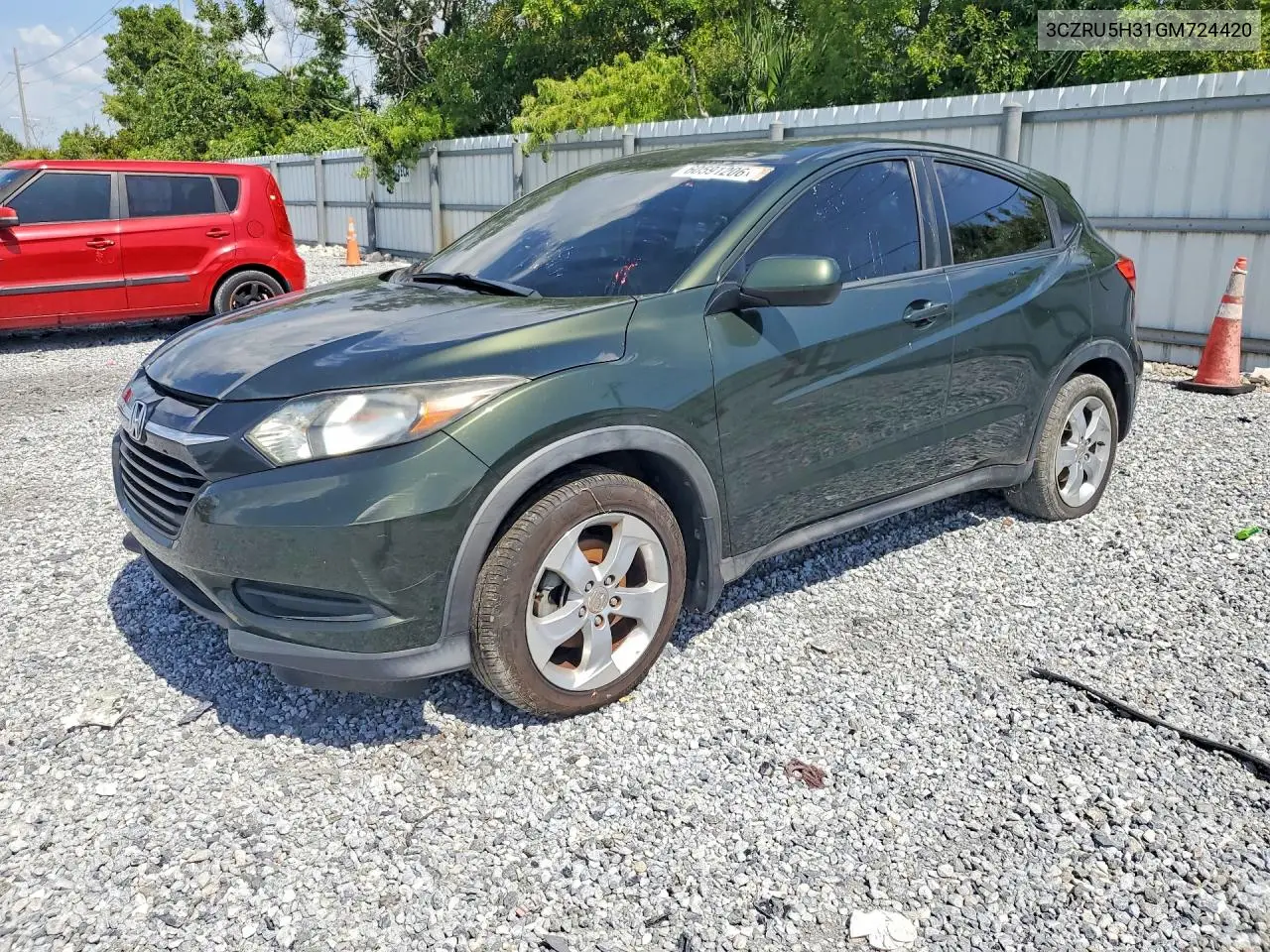 2016 Honda Hr-V Lx VIN: 3CZRU5H31GM724420 Lot: 60591206