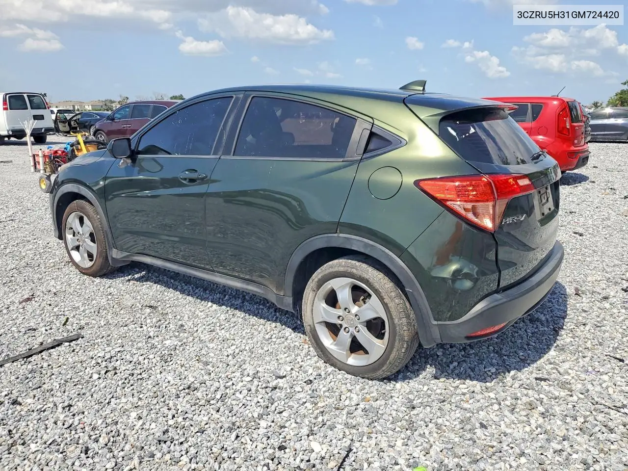 2016 Honda Hr-V Lx VIN: 3CZRU5H31GM724420 Lot: 60591206