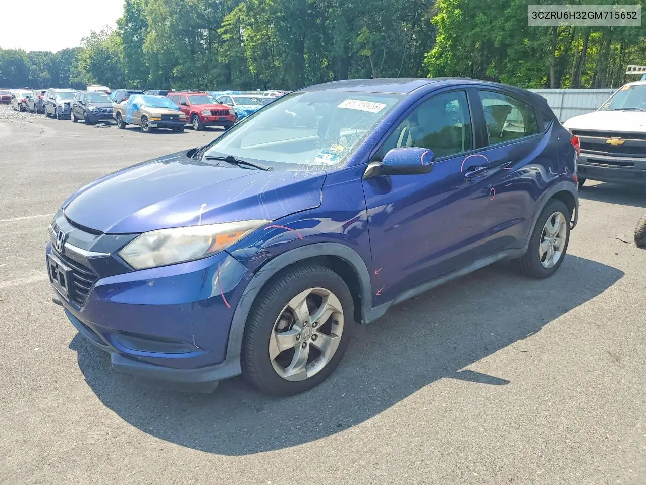 2016 Honda Hr-V Lx VIN: 3CZRU6H32GM715652 Lot: 61719526