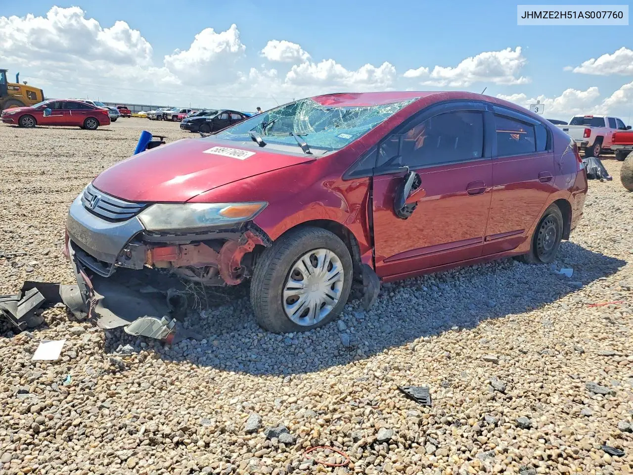 2010 Honda Insight Lx VIN: JHMZE2H51AS007760 Lot: 58977606