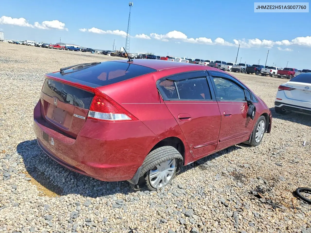 2010 Honda Insight Lx VIN: JHMZE2H51AS007760 Lot: 58977606