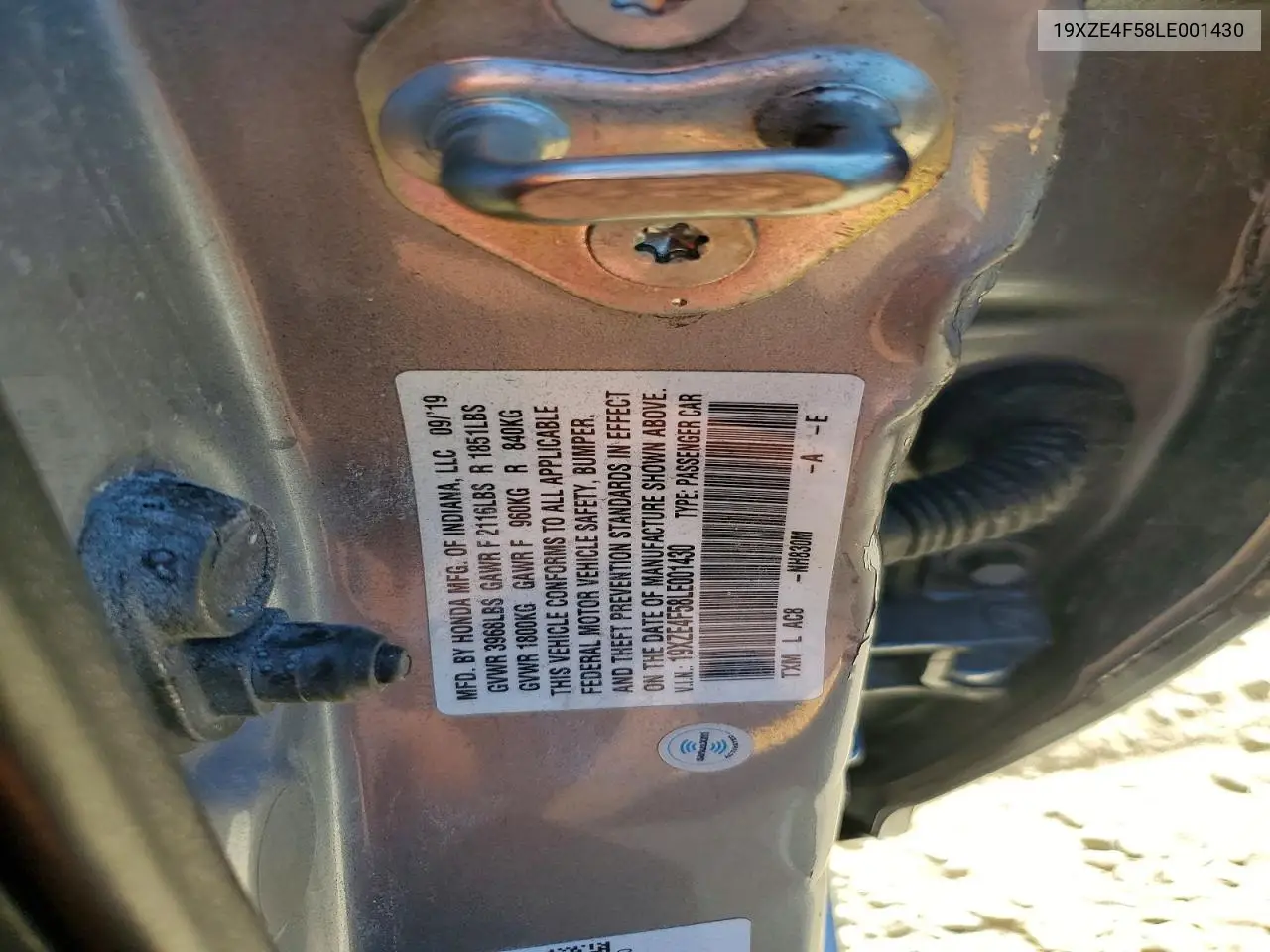 2020 Honda Insight Ex VIN: 19XZE4F58LE001430 Lot: 58609756